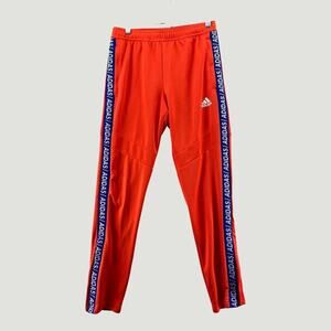 Adidas Youth Track Pants 11-12 Red Logo Tape Athletic Joggers